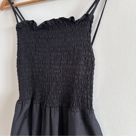 Rodebjer Tazerwalt Ruffle hem smocked bodice Black Maxi cotton Dress Small - Picture 7 of 11